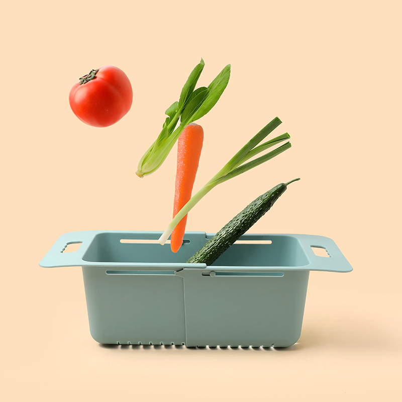 Increase and Thicken Telescopic Vegetable Washing Basket Sink Drain Rack Shelf Vegetable Washing Basket