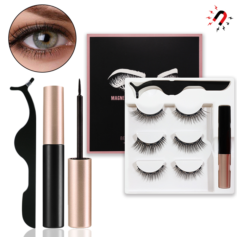 Occident Glue-Free Three Pairs of Magnetic Liquid Eyeliner and Magnetic False Eyelashes Set