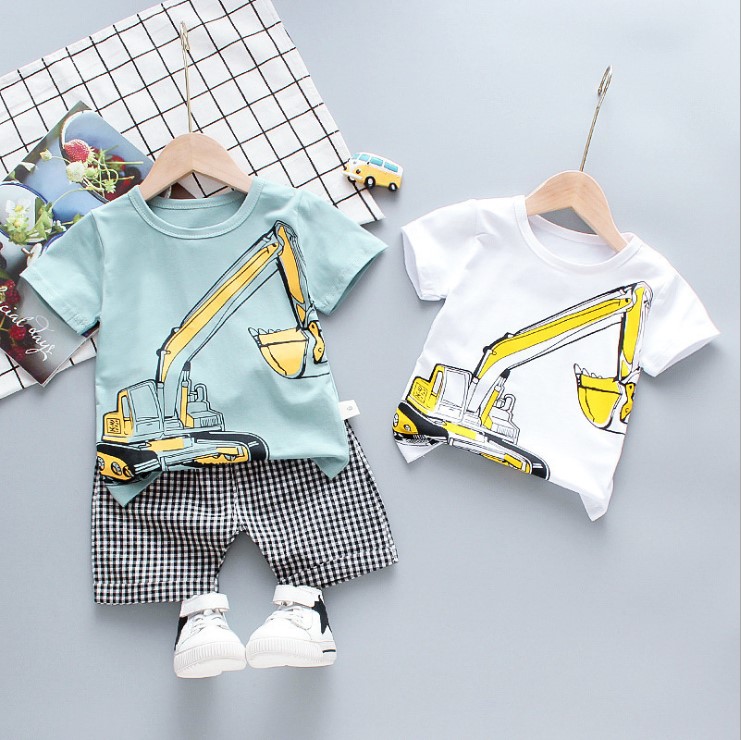 2PCS Children Wear Boys Toddler Clothes Short Sleeve T-Shirt Leisure Suit