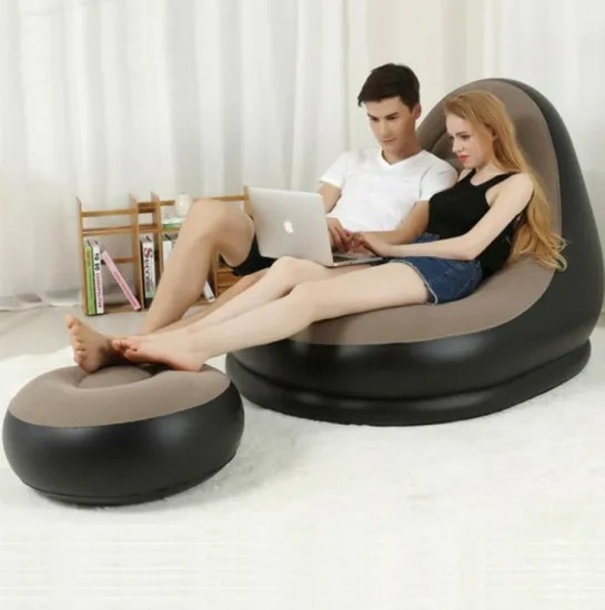 Lounge Sofa Inflatable Sofa with Thick Flocking Single Leisure Sofa with Foot Pedal Leisure Lounge Chair Studio Gifts