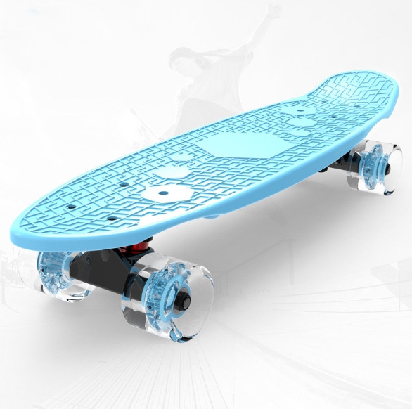 Children Skateboard Four-Wheel Flash 3-6 Year Old Boys Girls Children Students Paddleboard Skateboard Beginner Fish Board