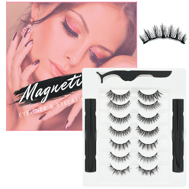7 Pairs of 2 Sets of Magnetic False Eyelashes 3D Magnetic False Eyelashes