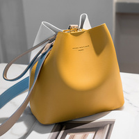 Korean Fashion 2021 Women Handbags Ladies One Shoulder PU Leather Bucket Shape Woman Bags