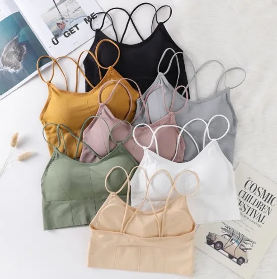 Women′s Halter Vest and Bra with Threaded Thin Shoulder Strap, Beautiful Back, Breast Wrap and Chest Matte Without Underwire