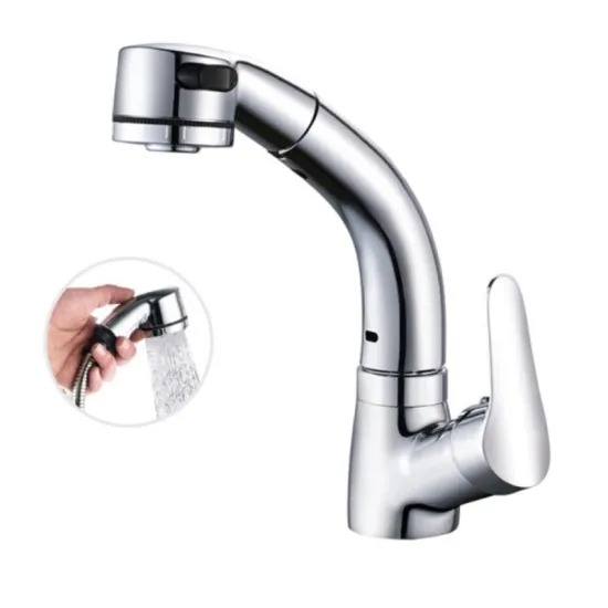 360 Degree Water Saving Single Handle Bathroom Universal Brass Kitchen Pull out Salon Faucets Bathroom Black Antisplash Adjustable