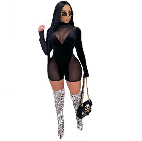 2021 Sexy Hollow out Women Short Rompers Jumpsuit