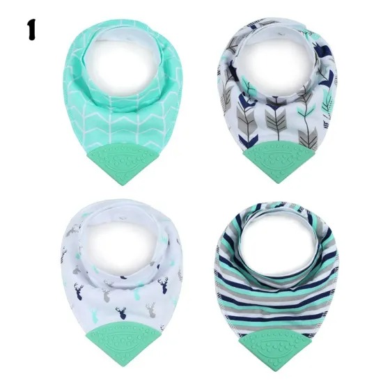 Baby Saliva Towel Pure Cotton Bib 4 Pieces New Baby Bib Double Teether Triangle