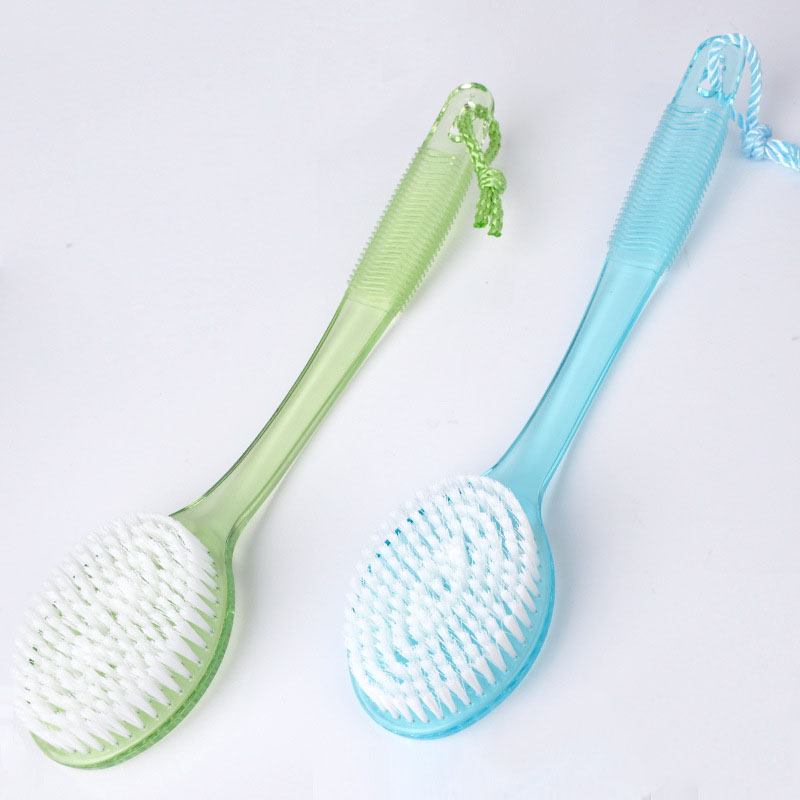 Long Handle Soft Hair Plastic Wipe Back Shower Brush with Tail Corrugated Design
