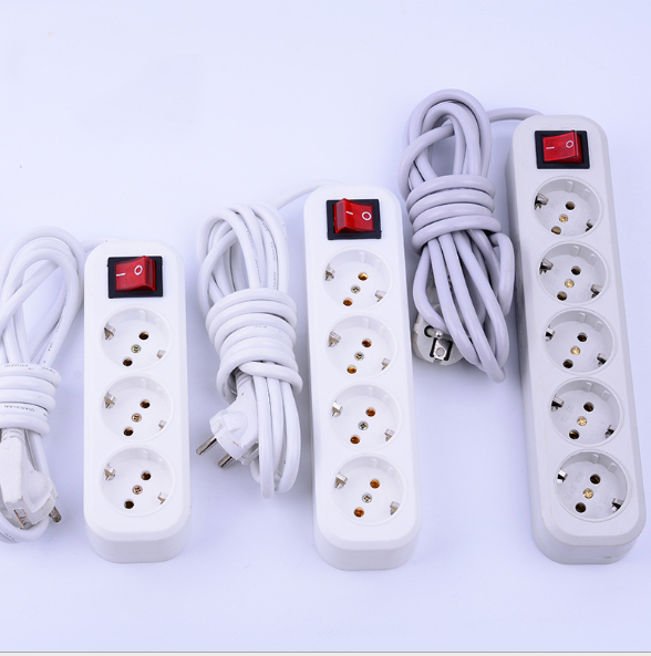 High Quality European Style 10A/250V Power Board Extension Socket with Switch