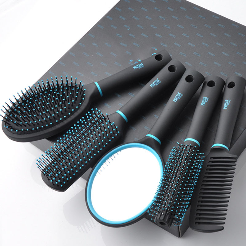 5PCS Air Cushion Massage Portable Plastic Hairdressing Round Teet Hair Comb Set with Mirror