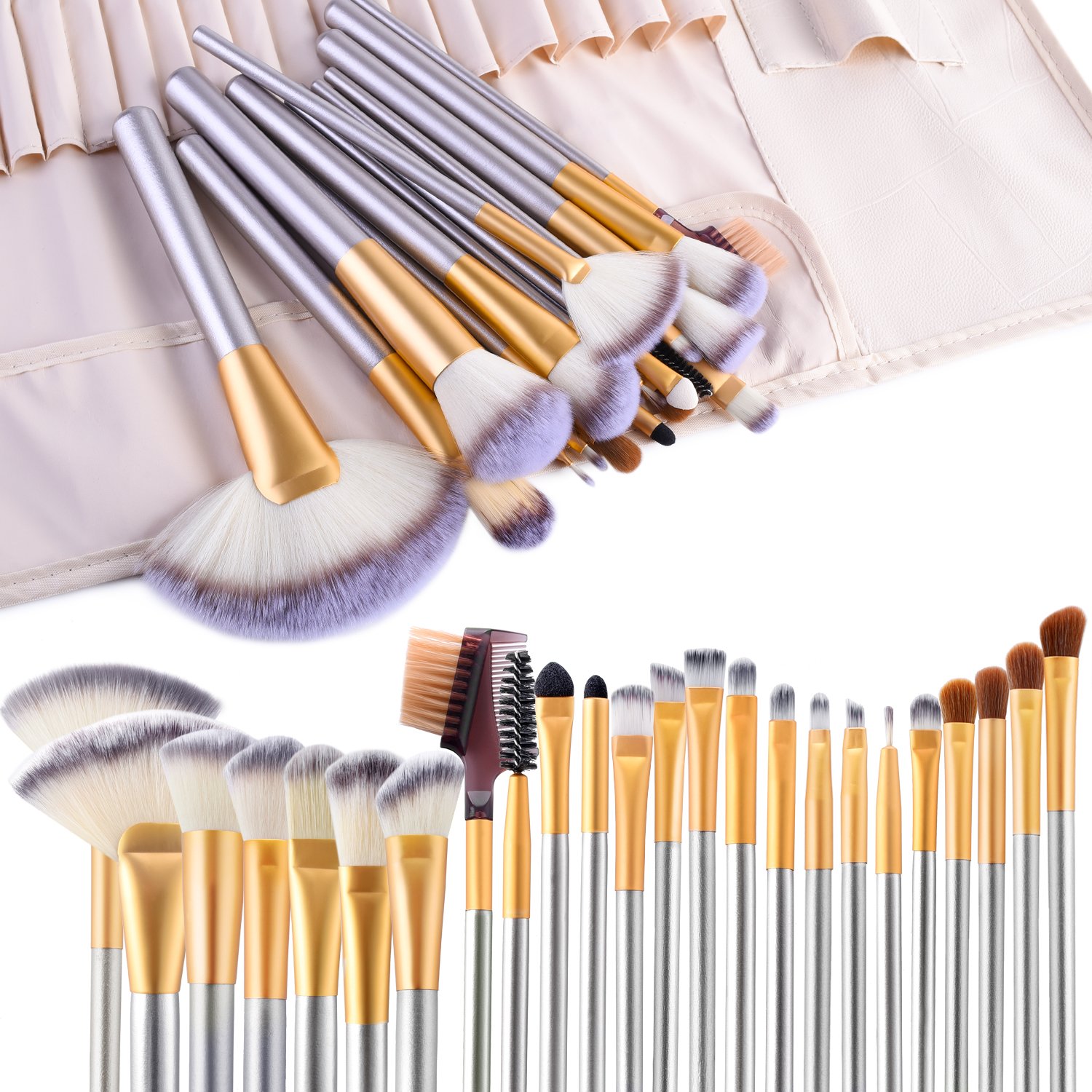 Wholesale Facial Eyeshadow Eye 24 Piece All in One Makeup Brush Set with Wooden Handle