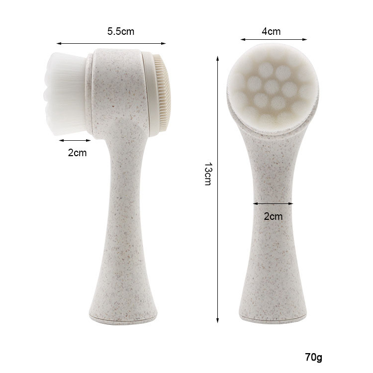 3D Double-Sided Soft Bristled Silicone Facial Cleansing Instrument Manual Cleansing Brush