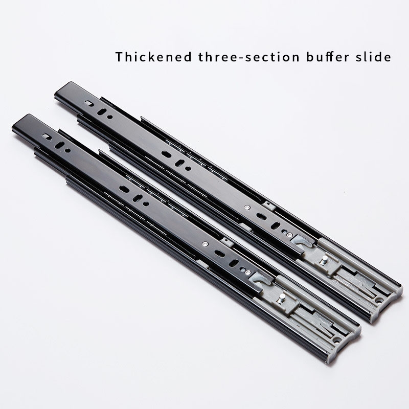 Anti-Rust Black 45mm Cold Rolled Steel Full Extension Drawer Slide with ABS Buffer