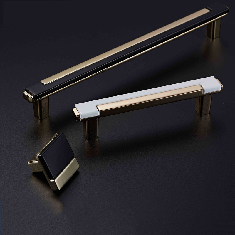 Luxury Wardrobe Cabinet Zinc Alloy Handle Modern Drawer Double Color Double Hole Furniture Door Handle