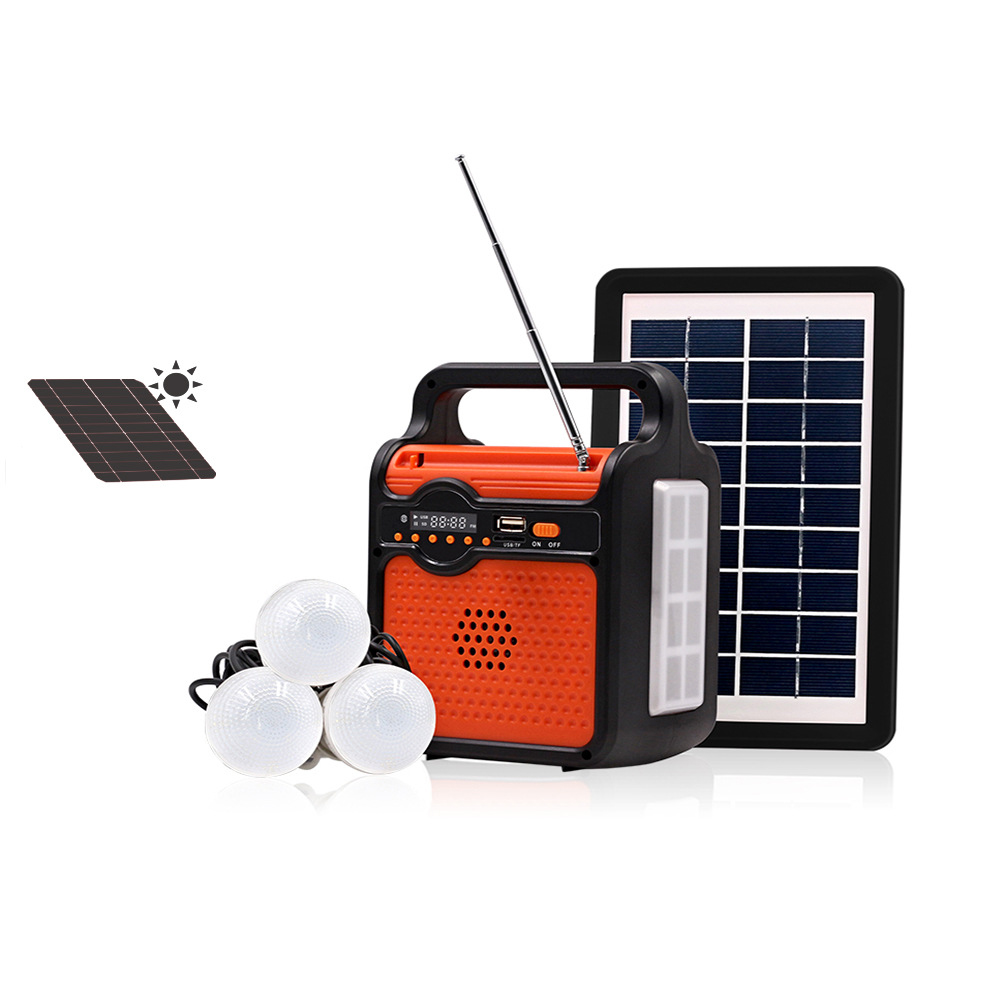 Portable Solar Radio Outdoor Lighting System with Flashlight FM Radio USB Wireless Charging Speaker