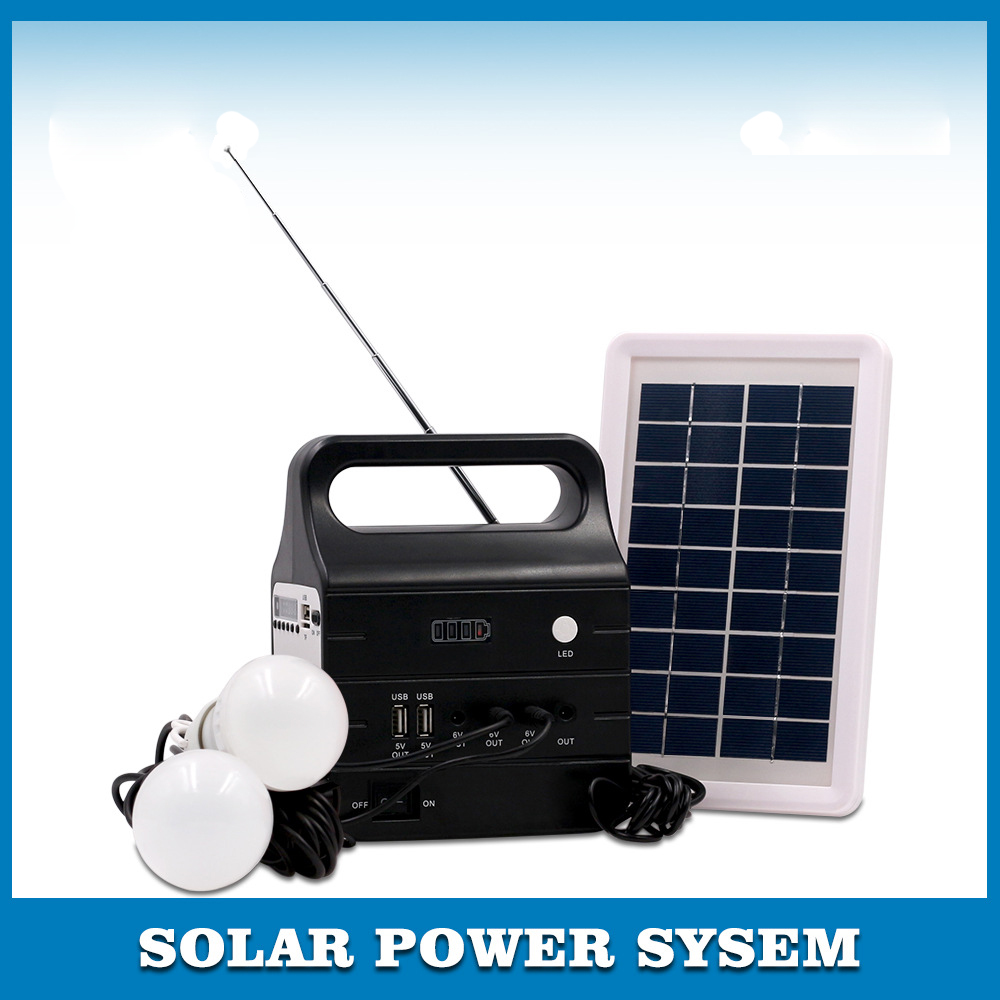 Outdoor Camping Mobile Power Lighting Solar Emergency Power Supply System with FM Radio