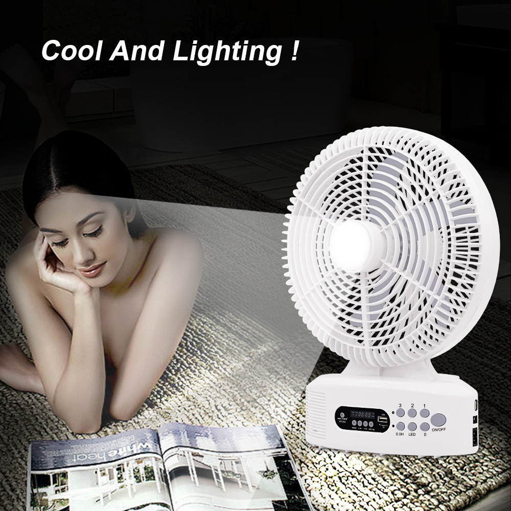 12 Inch Household Outdoor Solar Rechargeable Emergency AC/DC Fan with Lighting Bluetooth Speaker