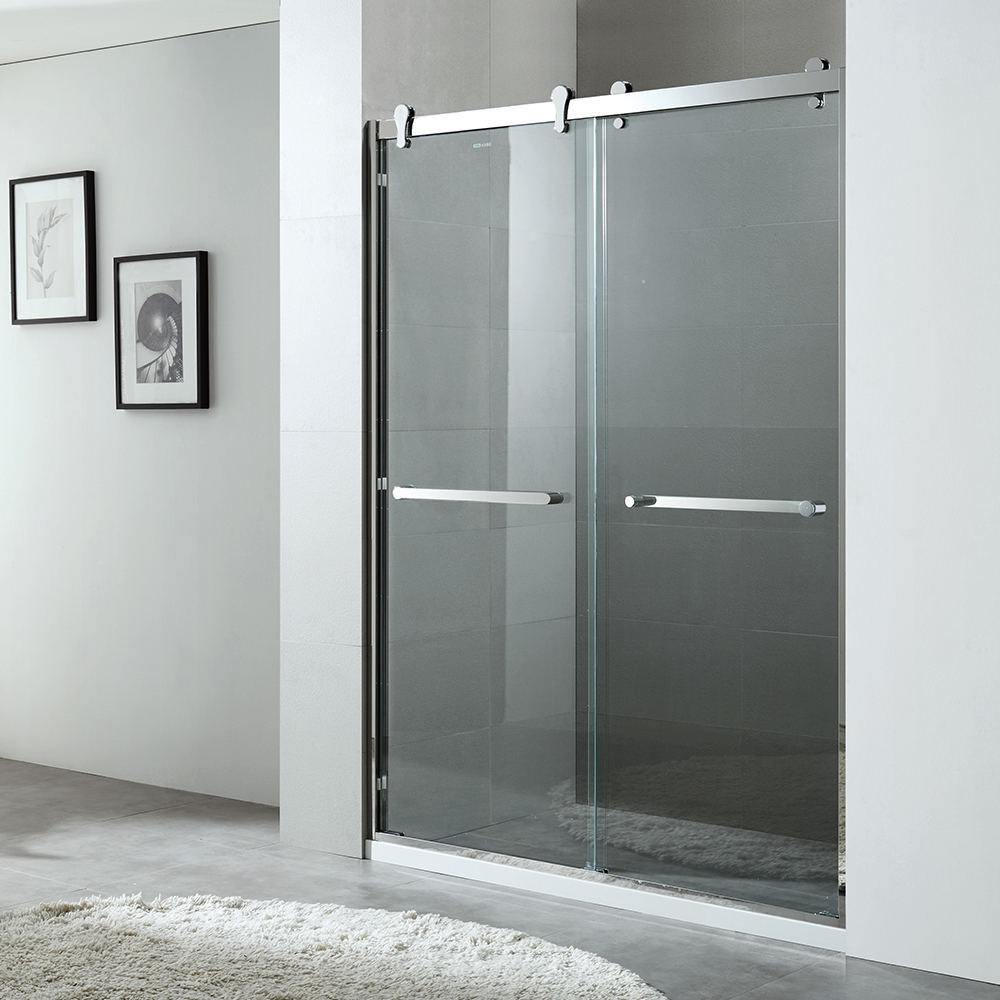 Mirror Bright Silver Shower Enclosure Double Sliding Shower Door