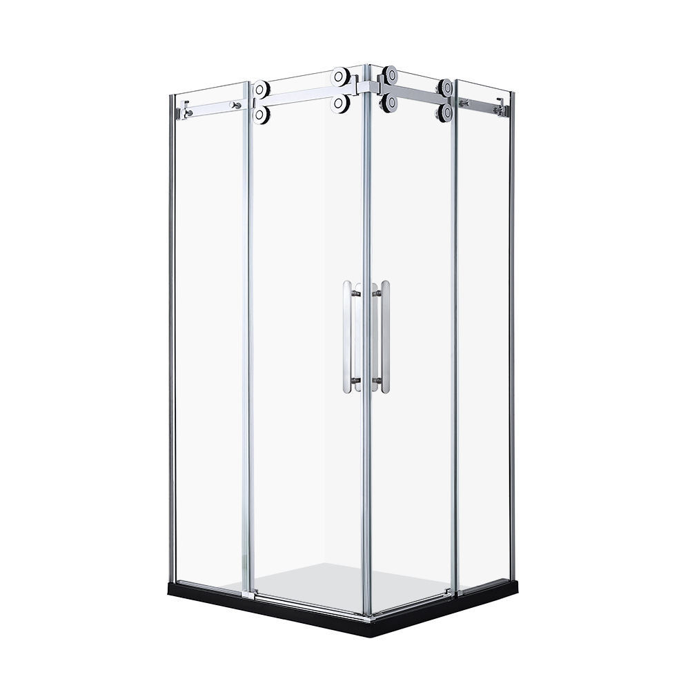Household Square 304 Stainless Steel Pulley Double Door Tempered Glass Integrated Shower Room