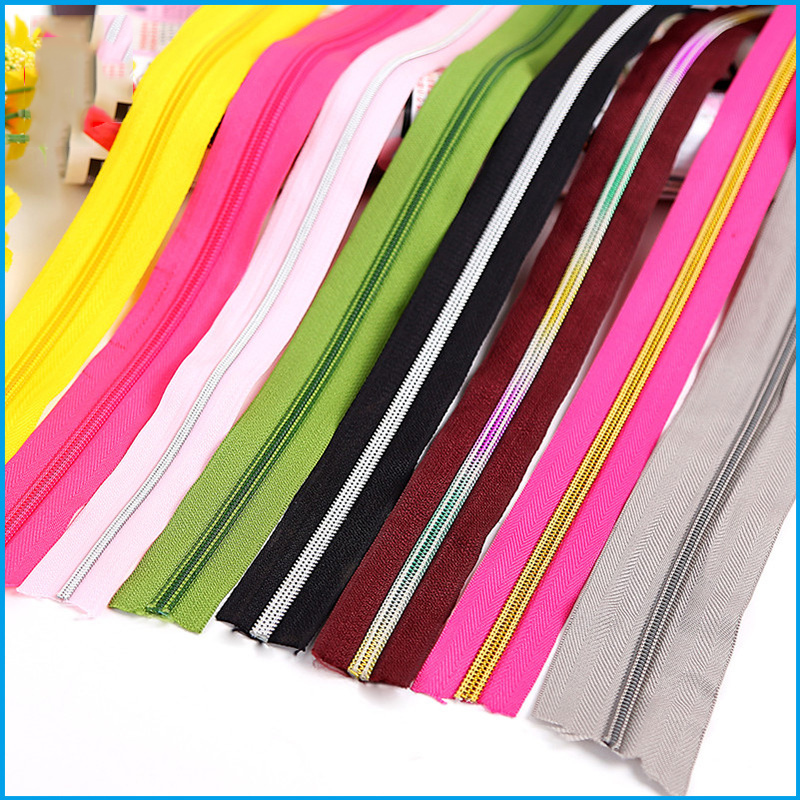 Gold/Silver Teeth #3 #5 #8 #10 color nylon zipper for clothing and luggage