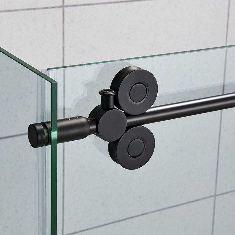 One-line Hotel Project Black Large Pulley Sliding Door 304 Stainless Steel Shower Room