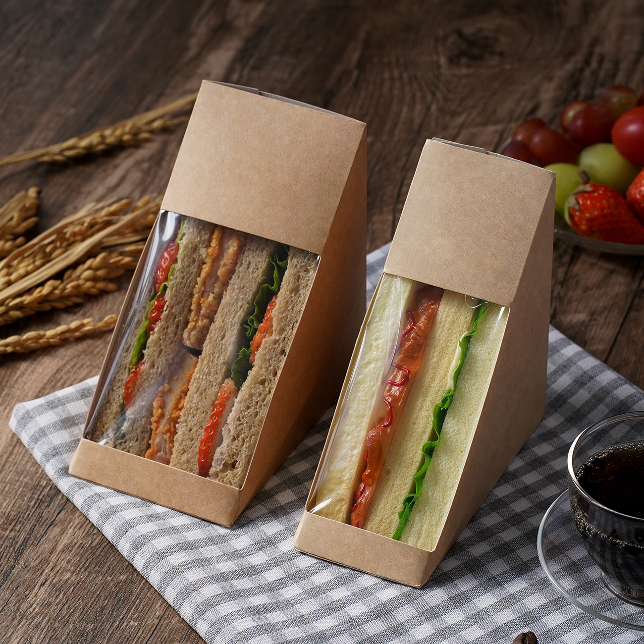 Wholesale Cardboard Triangle Wrap Sandwich Box for Packaging