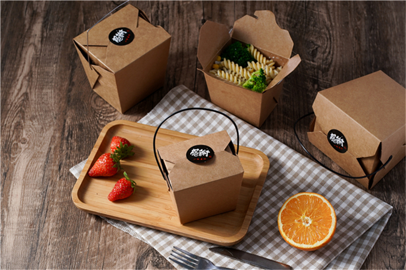 New 2022 Customized Colors and Shapes Disposable Double-Layer Takeaway Portable Paper Lunch Box
