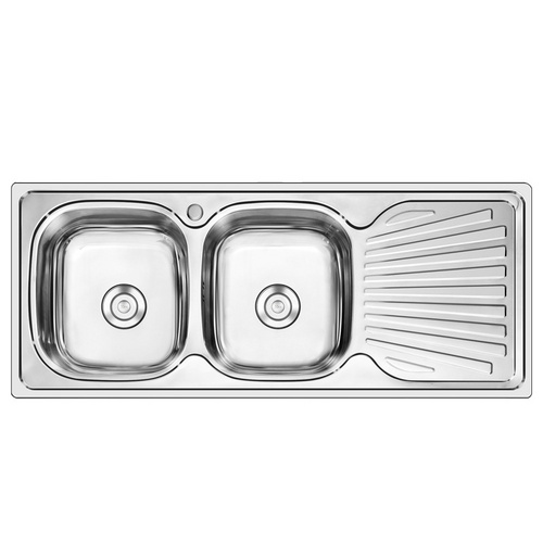 double kitchen sink with drainboard