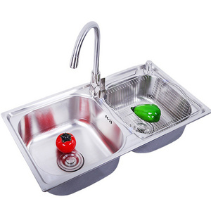 Customized New Style Apron Front Polished Stainless Steel Double Bowl Rectangular Shape Kitchen Sink