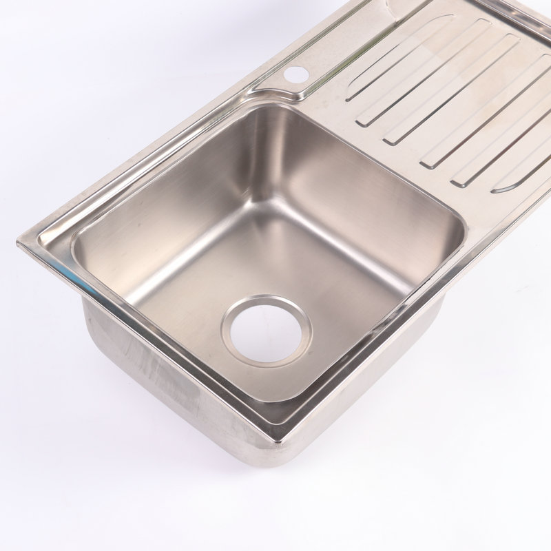 Modern Undermount Rust Resistance And Durable Square Kitchen Sink Single Bowl With Drainboard