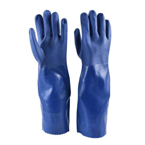 Waterproof Blue Long Sleeve Pvc Gloves