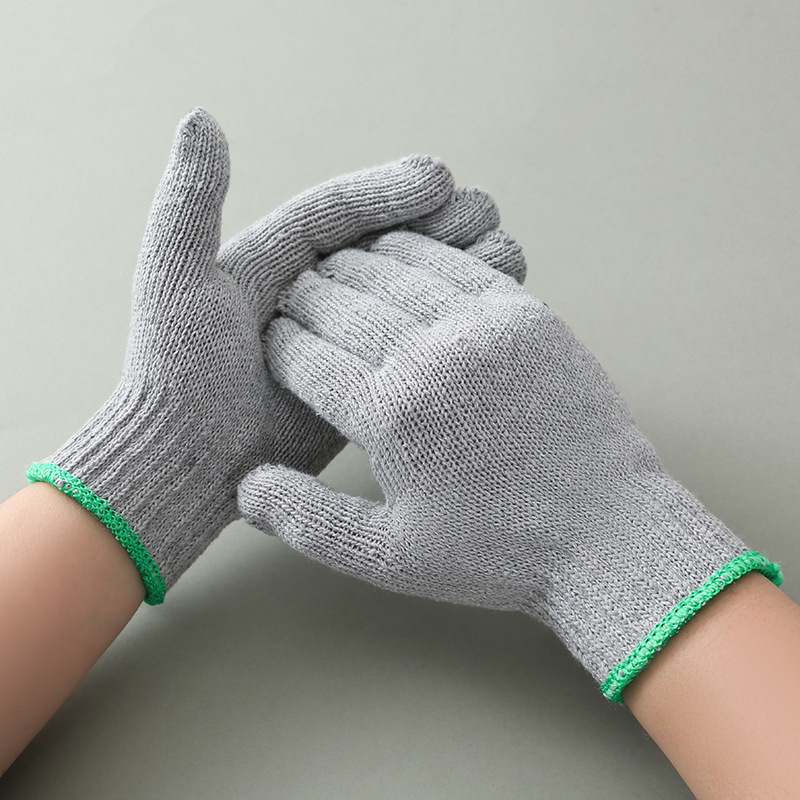 Breathable Grey Cotton Yarn Hand Gloves