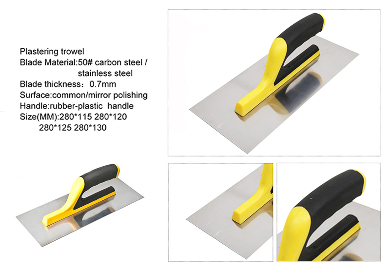 Professional Plastering Equipment Rust proof Yellow and Black Handle Mirror Polished Brickwork Trowel