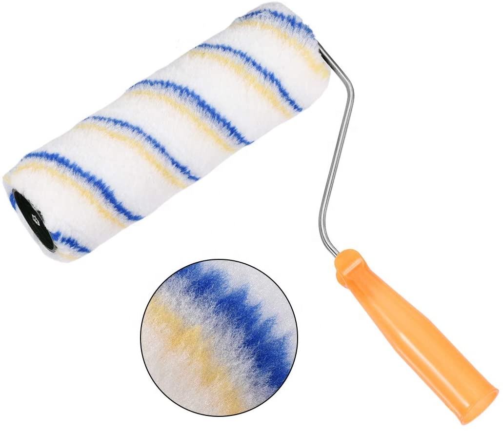 Blue and Yellow Stripes Paint Roller Brush  with Plastic Handle