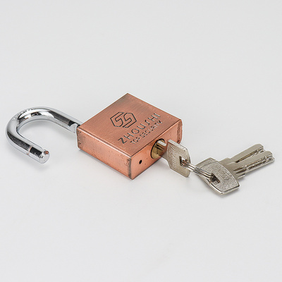 Square Padlock Red Brass Door Lock with Keys