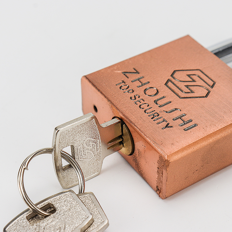 Square Padlock Red Brass Door Lock with Keys