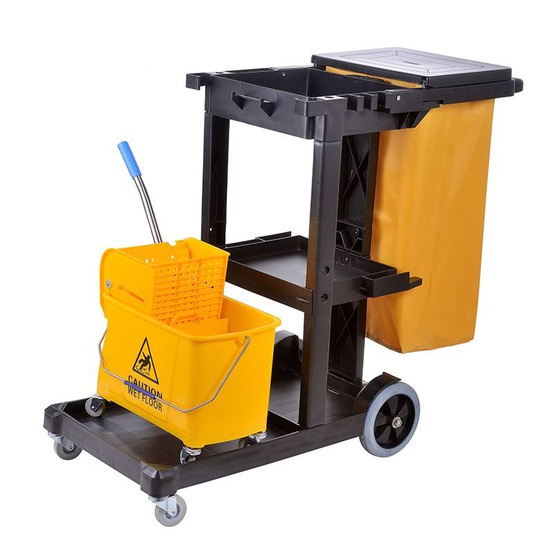 Plastic Hotel Room Housekeeping Multifunction Cleaning Trolley Janitorial Cart