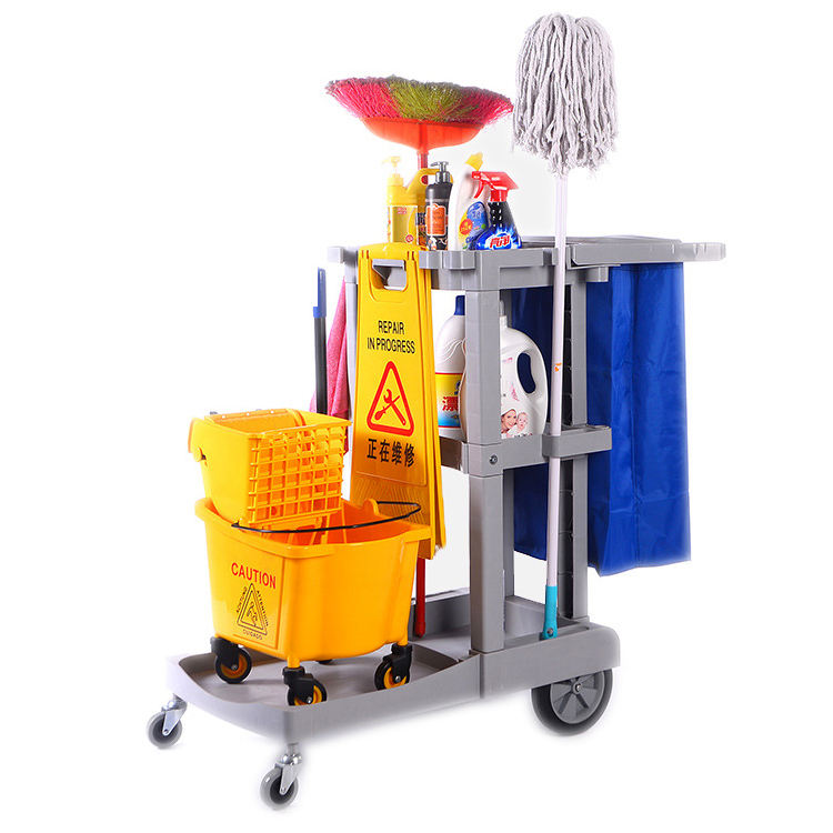 Housekeeping Maid Cart Trolley Janitor Cart Cleaning Service Trolley