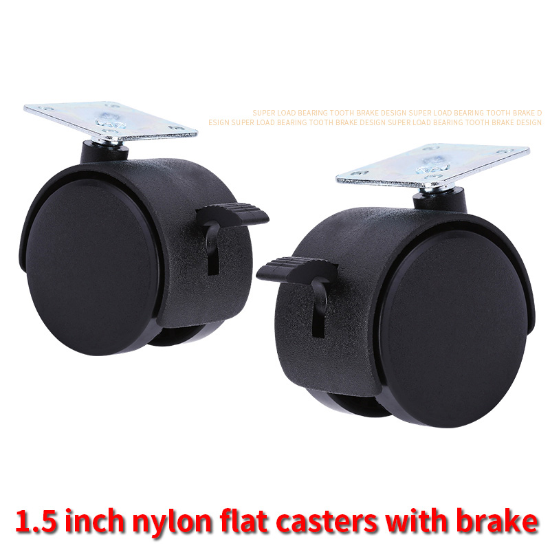 2 Inches Flat Nylon Material Office Chair Wheel Furniture Casters With Brake