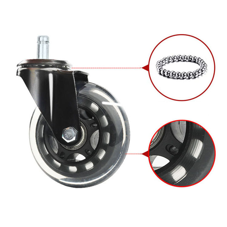 Office Chair Clear Caster Wheel Wheel Transparent Caster Rubber Furniture Caster