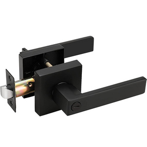 Tubular Cylindrical Matte Black Door Handle Lever Lock