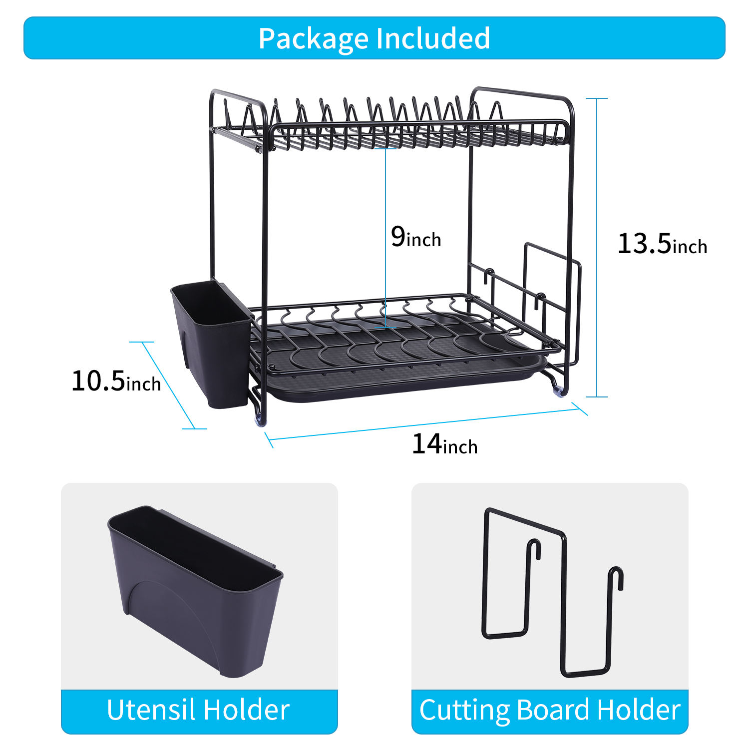 Indoor Household Multifunction Kitchen Holders Stainless Steel Dish Rack with Drainboard Dish Rack Drainer