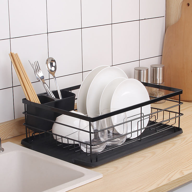 One Layer Dish Rack With Plastic Tray Holding Dishes Kitchen Storage Holder Kitchen Dish Holder