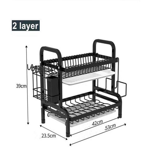 Kitchen Full Set Stainless Steel Dish Filter Drainer Storage Dish Racks with Two Layers