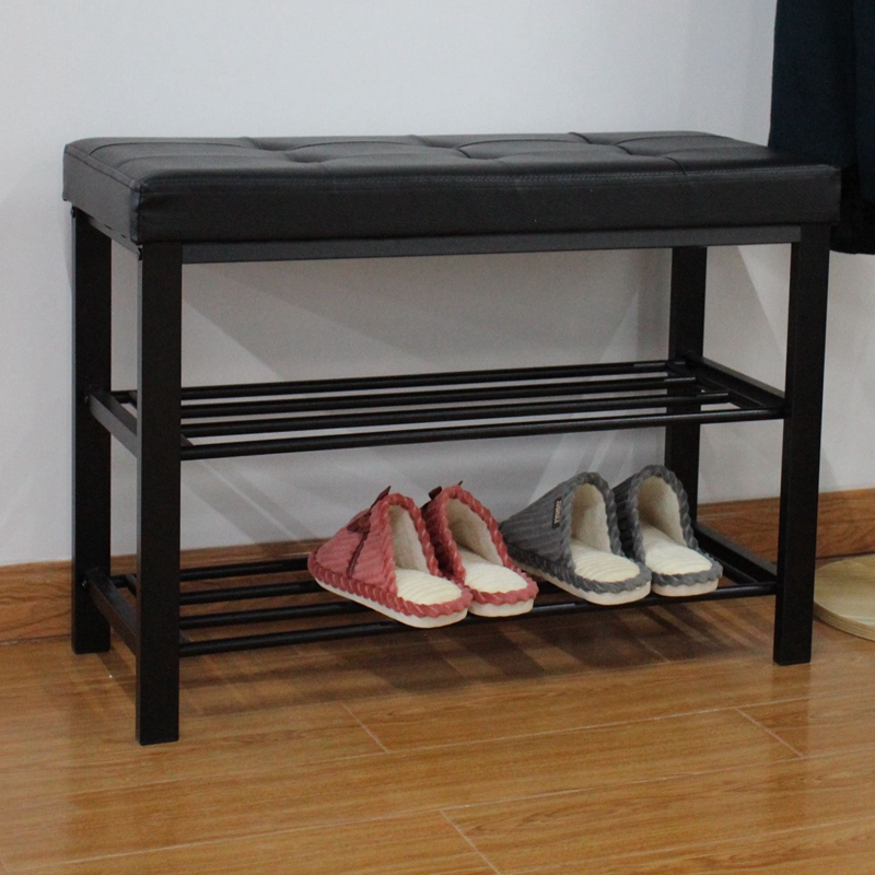 Living Room Furniture 2 Layer Foldable Storage Metal Shoe Rack