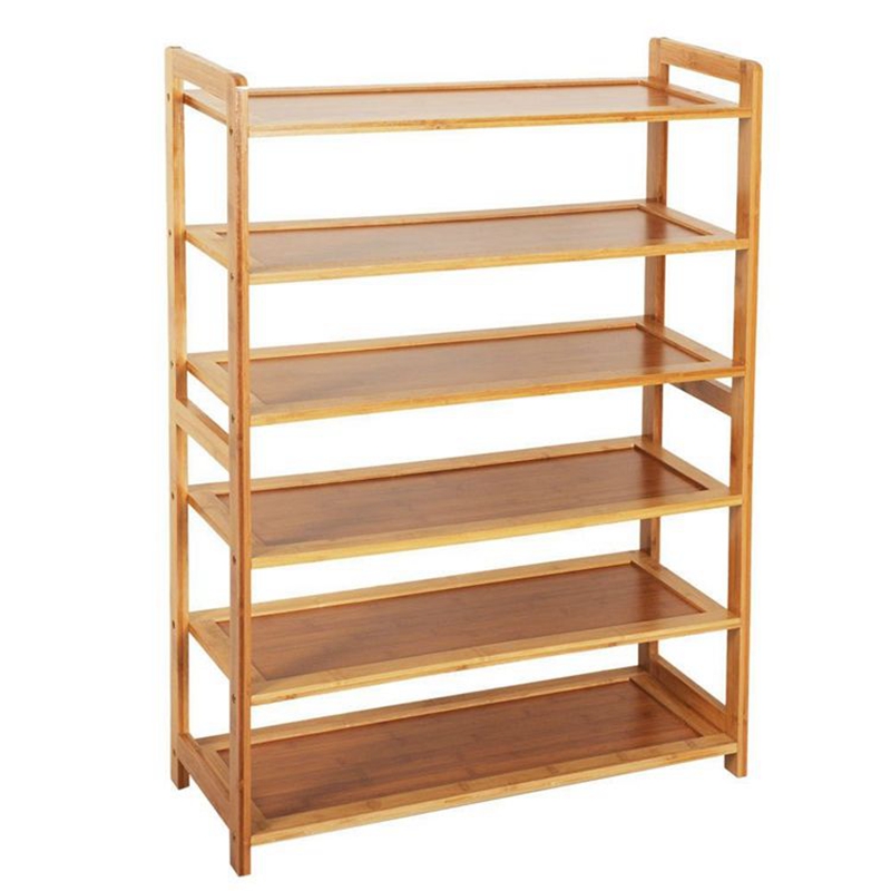 6 Tier Wood Closets Freestanding Bamboo Shoe Rack Storage Organizer Shoes Store Display Hold