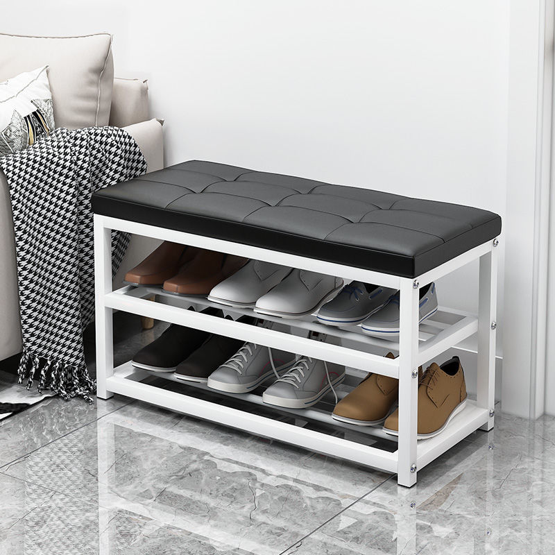 Home Door Rest Change Shoe Rack Simple Multi-layer Storage Can Sit on Iron Shoe Rack
