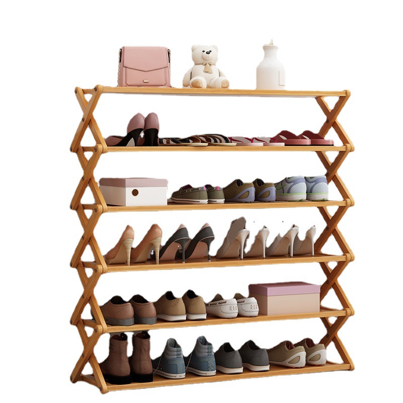 Door Shoe Rack Folding Wooden Multi-layer Shelf for Shoes