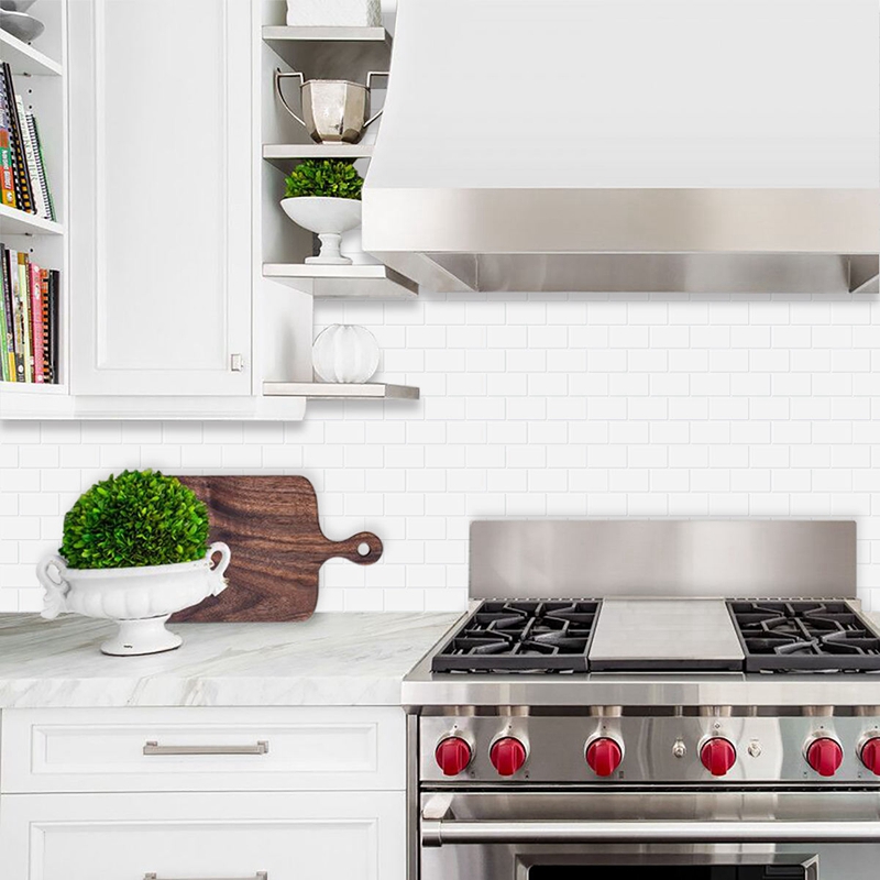 White Tile 3d Self Adhesive Backsplash Wall Sticker for Kitchen Home Wall Decor