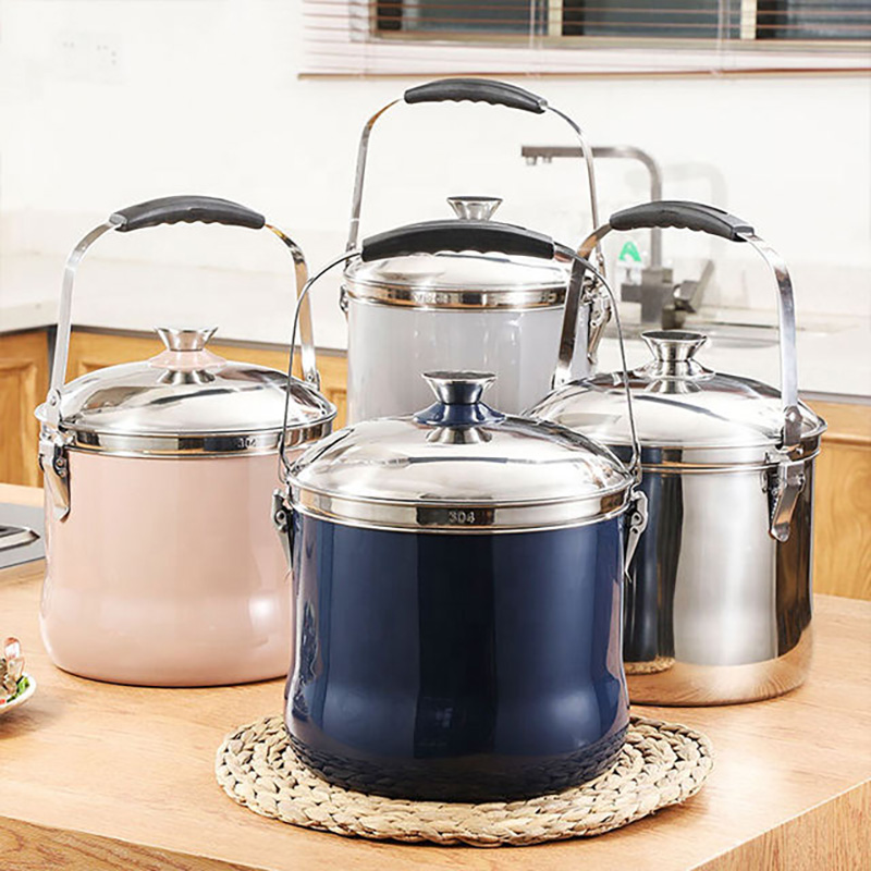 7l Pots Stainless Steel Heat Preservation Pot Outdoor Soup Kitchen Food Cookware Casserole